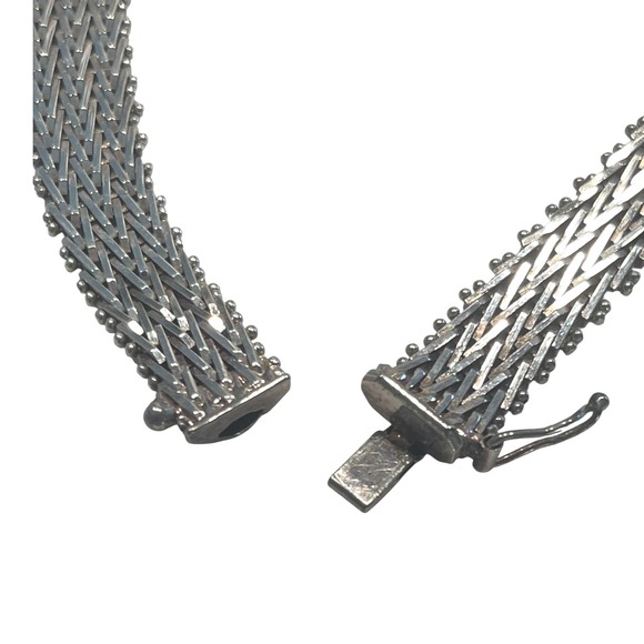 Vintage Italian Sterling Silver 925 Woven 16" Chain Necklace 42g Italy - Picture 5 of 8